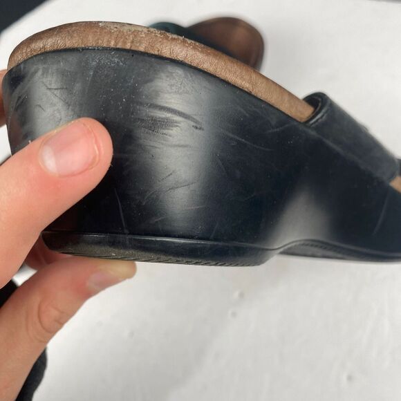 Dansko Women's size 41 Dixie Full Grain Black/Turquoise Women's Sandals Leather - Picture 6 of 16